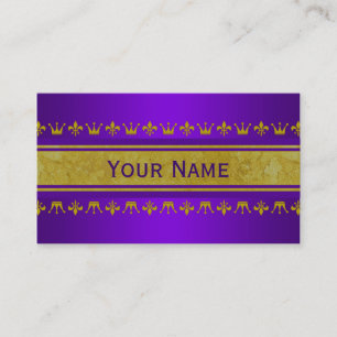 Golden Crown & Lily Border + your text & backgr. Business Card
