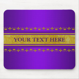 Golden Crown & Lily Border + your text & backgr. Mouse Mat