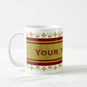 Golden Crown & Lily Border + your text Coffee Mug