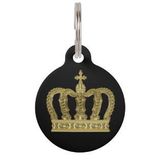 Golden Crown - luxury royal 2 + your text Pet Tag