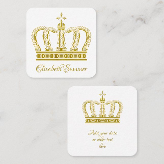 Golden Crown - luxury royal Square Business Card (Front/Back)