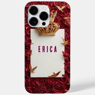 Golden Crown on Red Background Surrounded by Roses Case-Mate iPhone 14 Pro Max Case