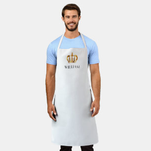 Golden Crown Personalised Name White Apron