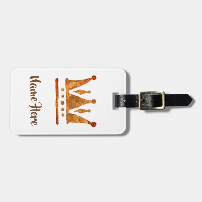 Golden Crown Personalized Luggae Tags (Front Horizontal)