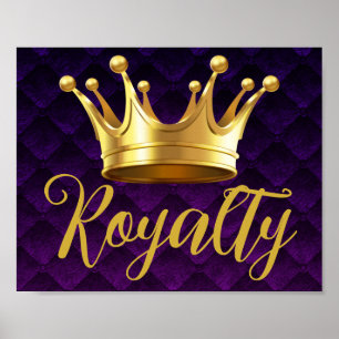 Golden Crown Purple Plush Royalty Wall Art Print
