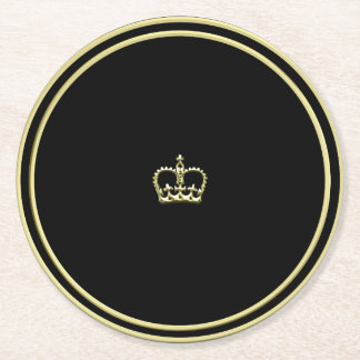 Golden Crown Round Paper Coaster