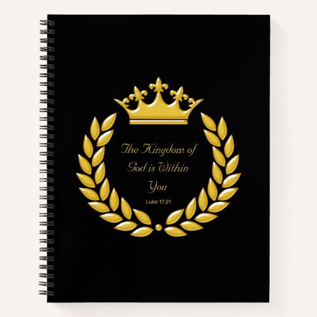 Golden Crown & The Kingdom of God Bible Verse Notebook (Front)