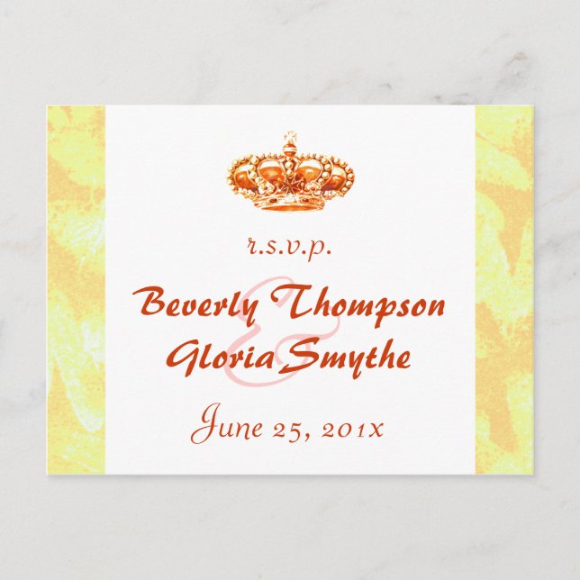 Golden Crown Wedding RSVP postcard (Front)