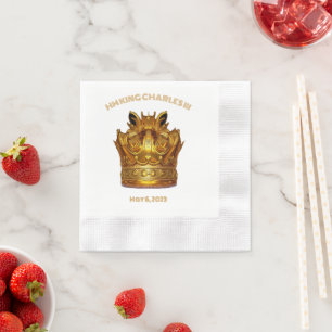 Golden Crown with HM King Charles III Coronation Napkin