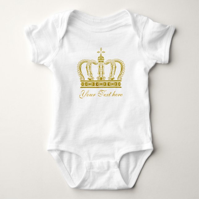 Golden Crown + your text Baby Bodysuit (Front)