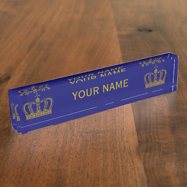 Golden Crown + your text Nameplate (Side)