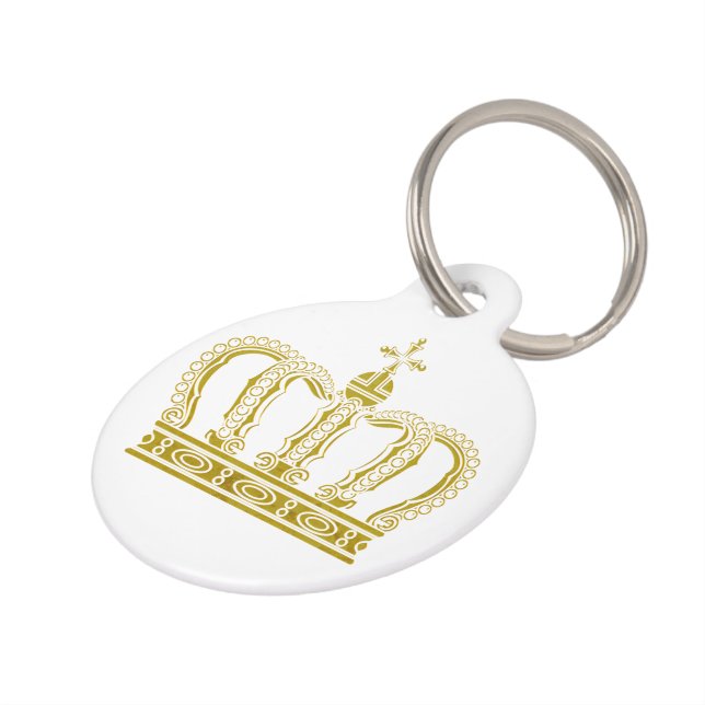 Golden Crown + your text Pet Tag (Side)