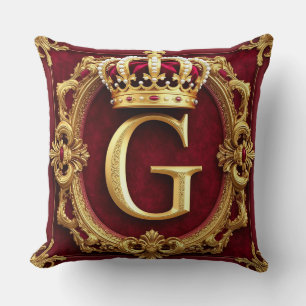 Golden Crowned Monogram G Luxury Frame Elegance ✨ Cushion