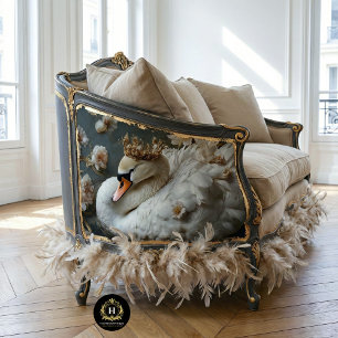 Golden Crowned Swan with Florals Decoupage Tissue Paper