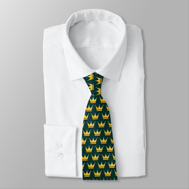 Golden Crowns II - Dark Green 003333 Tie (Tied)