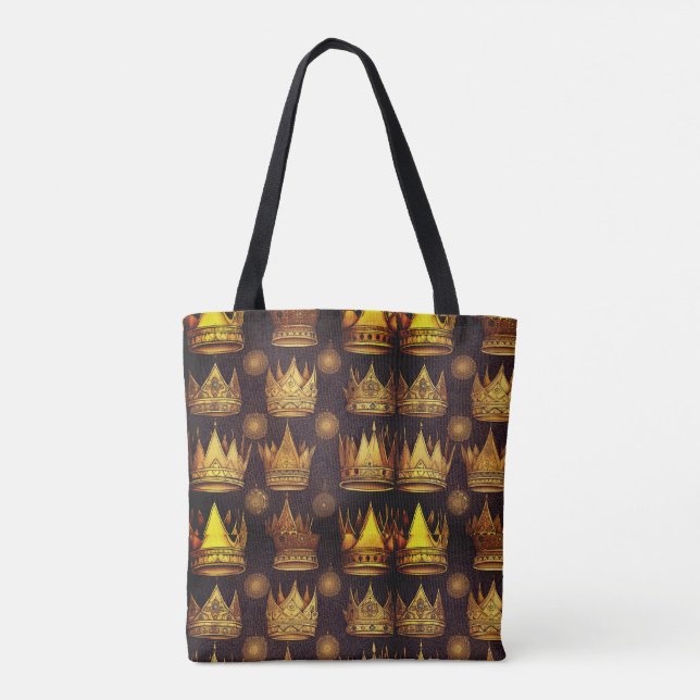 Golden Crowns Pattern  Tote Bag (Back)