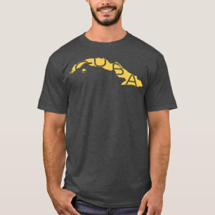 Golden Cuba Image on Black Background with CUBA Sp T-Shirt