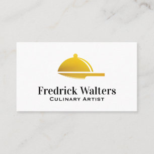 Golden Culinary Serving Platter Knife Logo Business Card