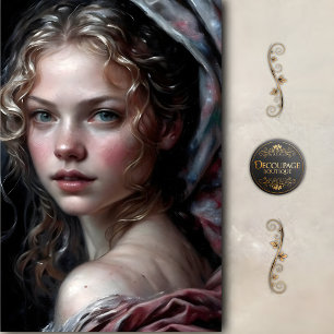 Golden Curls And Blush Gaze Decoupage Tissue Paper