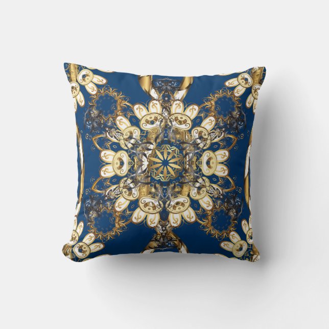 Golden Curls, Oriental Vintage Pattern. Cushion (Front)