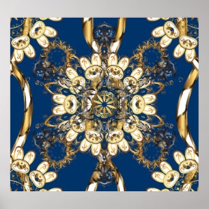 Golden Curls, Oriental Vintage Pattern. Poster