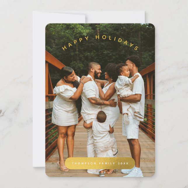 Golden Custom Photo Family Christmas Card (Front)