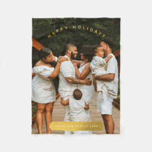 Golden Custom Photo Family Christmas  Fleece Blanket