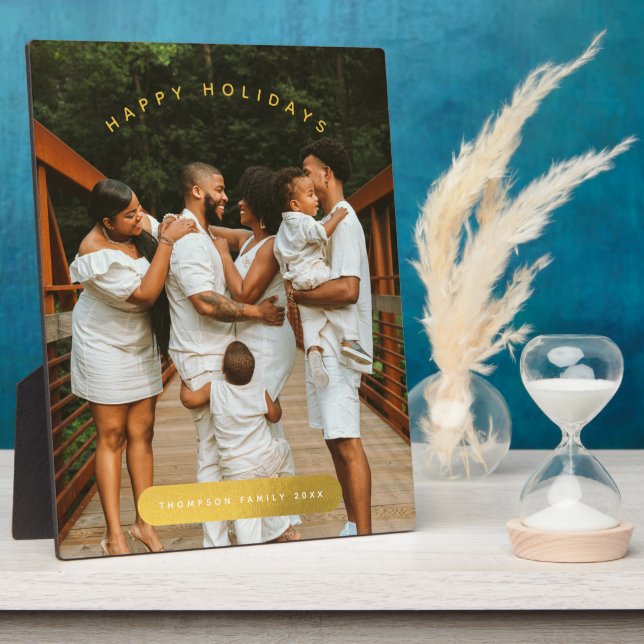 Golden Custom Photo Family Christmas Plaque (Side)