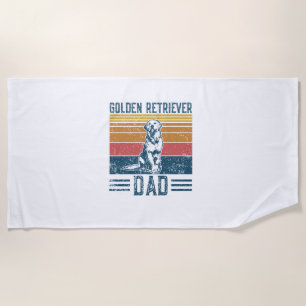 Golden Dad Dog - Vintage Golden Retriever Dad Beach Towel