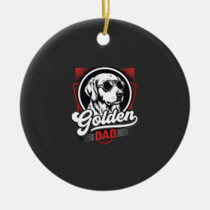 Golden Dad Golden Retriever Sunglasses Design Ceramic Tree Decoration