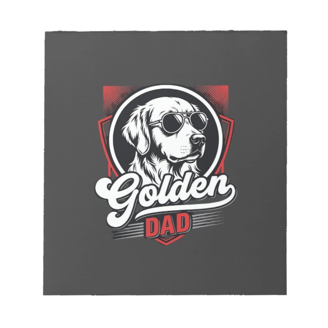 Golden Dad Golden Retriever Sunglasses Design Notepad (Front)