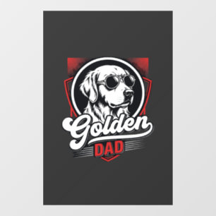 Golden Dad Golden Retriever Sunglasses Design Window Cling