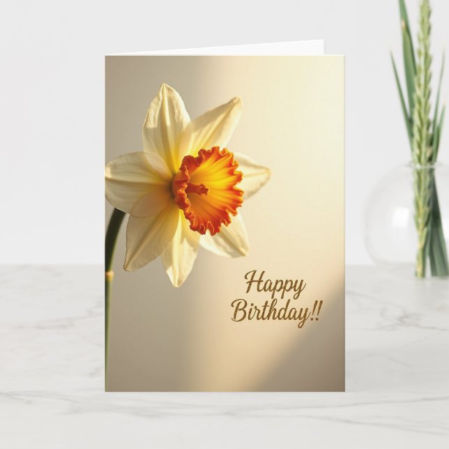 Golden Daffodil Birthday Card (Front)