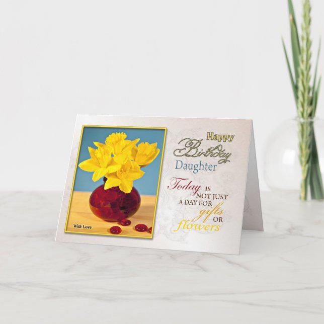Golden daffodils birthday card for daughter (Front)