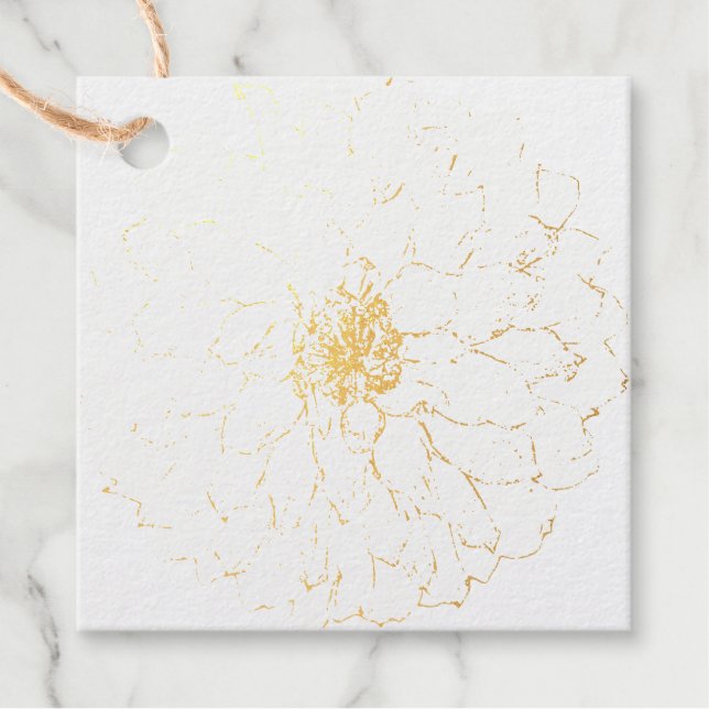 Golden Dahlia flower Favour Tags (Front)