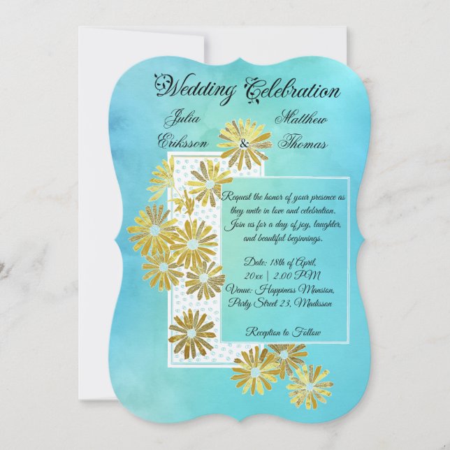 Golden Daisy Dream Elegance Romance Vintage Chic Invitation (Front)