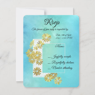 Golden Daisy Dream Elegance Romance Vintage Chic RSVP Card