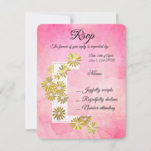 Golden Daisy Dream Elegance Romance Vintage Chic RSVP Card