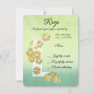 Golden Daisy Dream Elegance Romance Vintage Chic RSVP Card