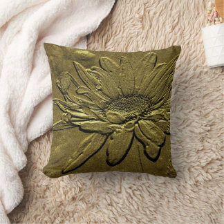 Golden Daisy Floral Art Cushion