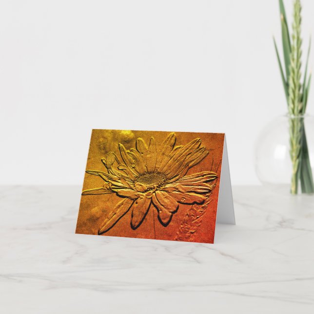 Golden Daisy Floral Art Customisable Note Card (Front)