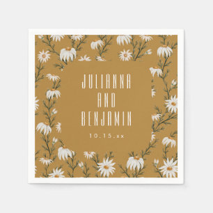 Golden Daisy Wildflower Boho Wedding Floral Names Napkin