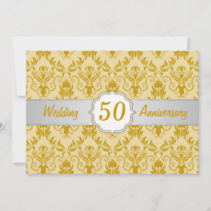 Golden Damask, 50th Wedding Anniversary Invitation