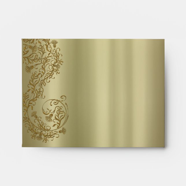 Golden damask A2 Note Card envelopes (Front)