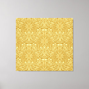 Golden Damask Baroque Floral Pattern Canvas Print