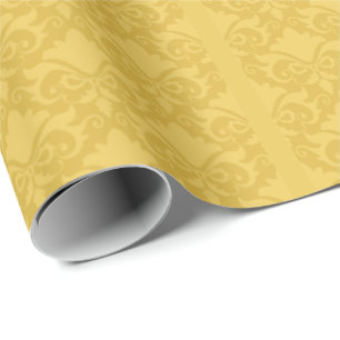 Golden Damask Bows Wrapping Paper