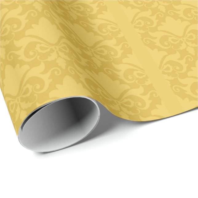 Golden Damask Bows Wrapping Paper (Roll Corner)