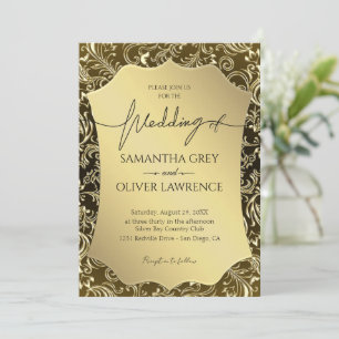 Golden Damask Elegance Wedding Invitation
