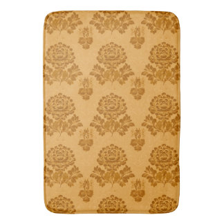 Golden Damask Floral Pattern Bath Mat