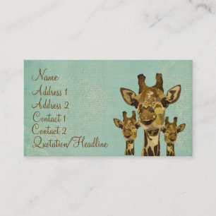 Golden Damask Giraffes Blue Business Card/Tags Card